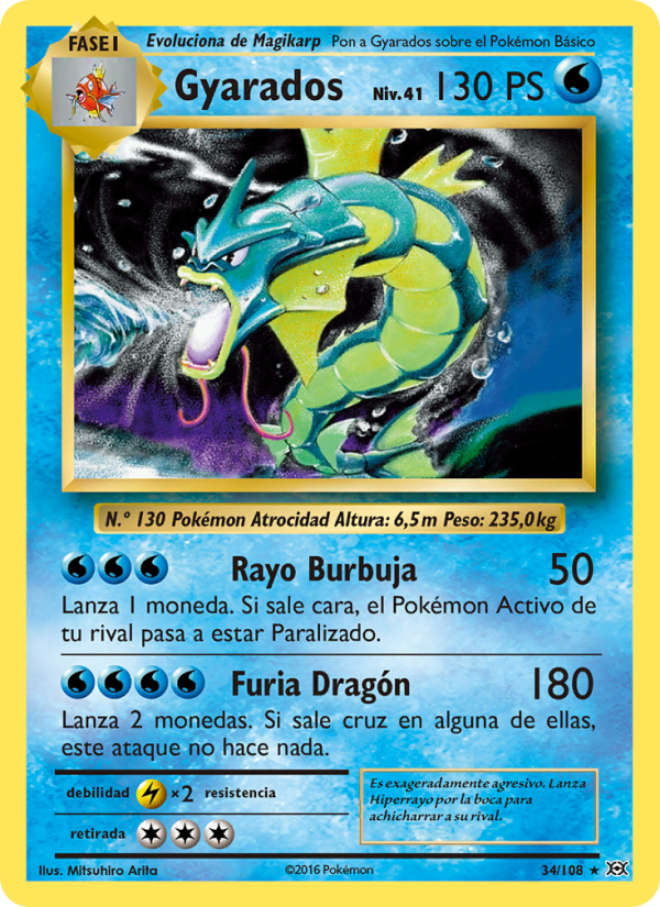 Gyarados 34 — Evoluciones (Spanish Pokémon TCG card)