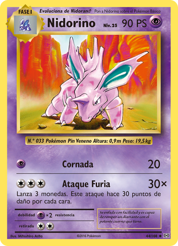 Nidorino 44 — Evoluciones (Spanish Pokémon TCG card)
