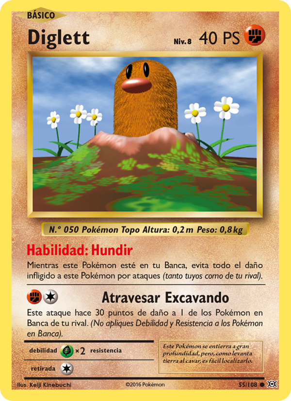 Diglett 55 — Evoluciones (Spanish Pokémon TCG card)