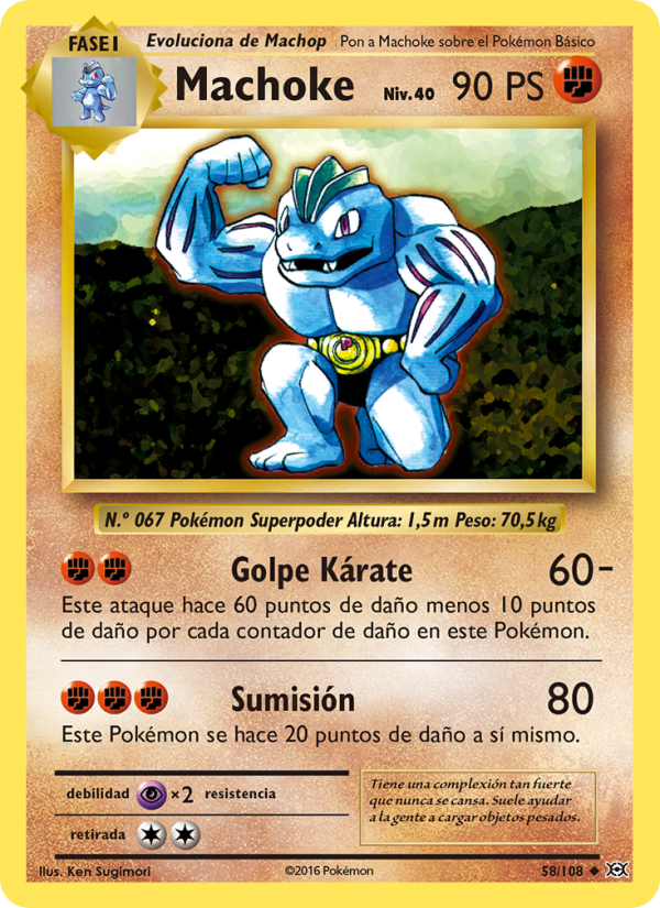 Machoke 58 — Evoluciones (Spanish Pokémon TCG card)