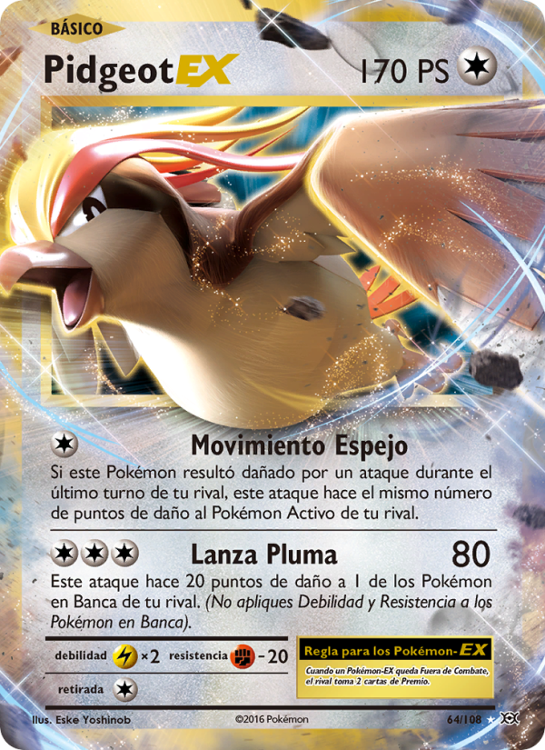 Pidgeot EX 64 — Evoluciones (Spanish Pokémon TCG card)