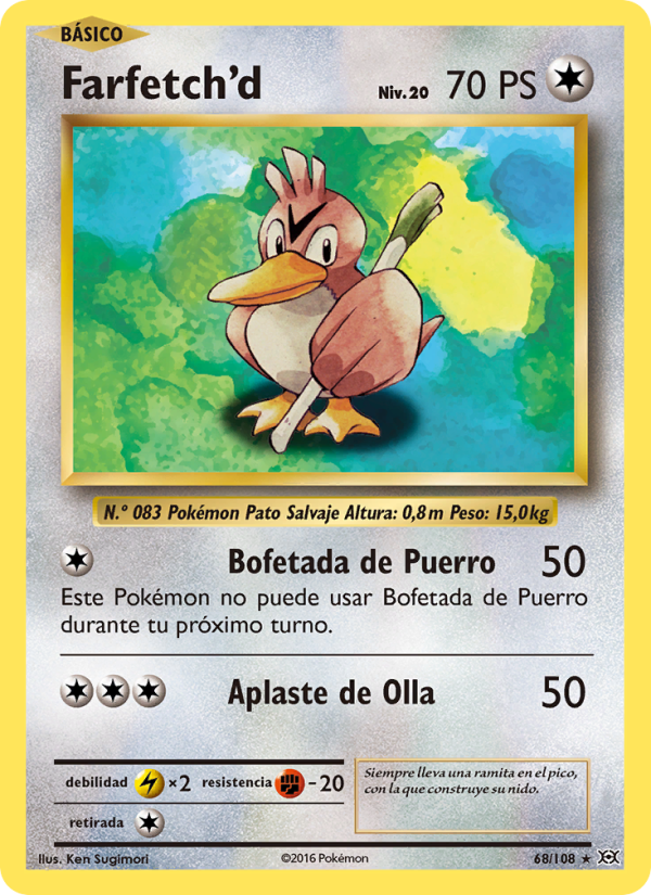 Farfetch'd 68 — Evoluciones (Spanish Pokémon TCG card)