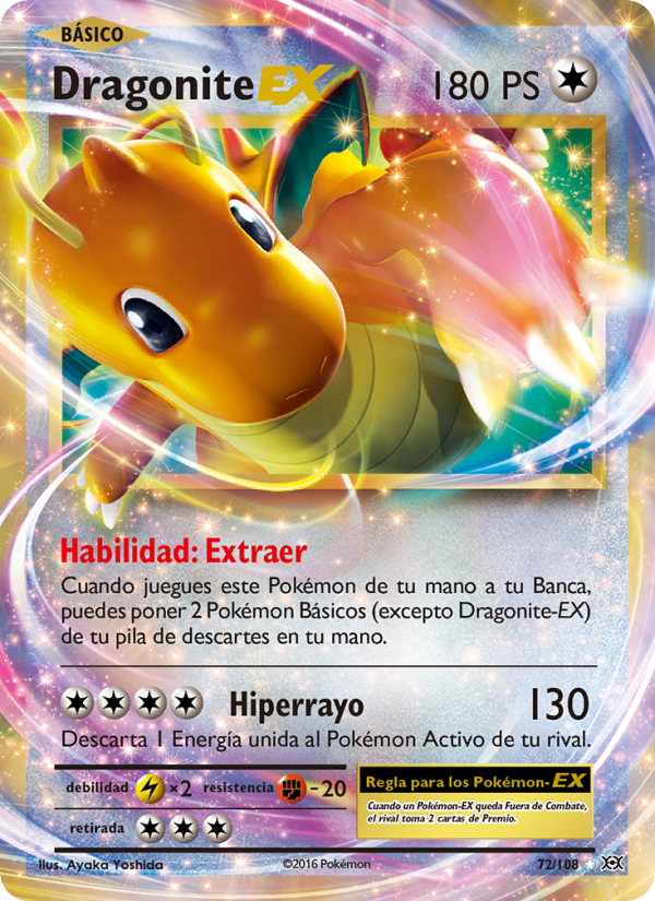 Dragonite EX 72 — Evoluciones (Spanish Pokémon TCG card)