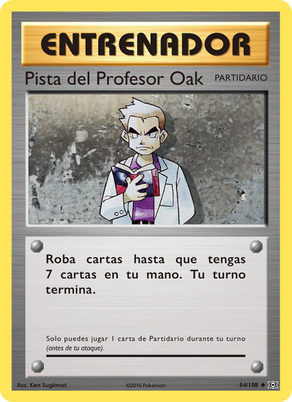 Pista del Profesor Oak 84 — Evoluciones (Spanish Pokémon TCG card)