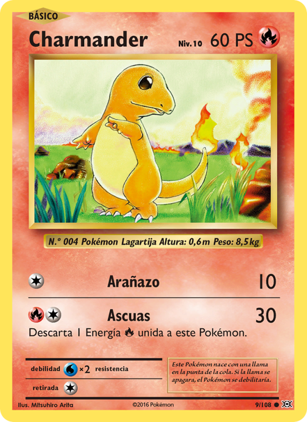 Charmander 9 — Evoluciones (Spanish Pokémon TCG card)