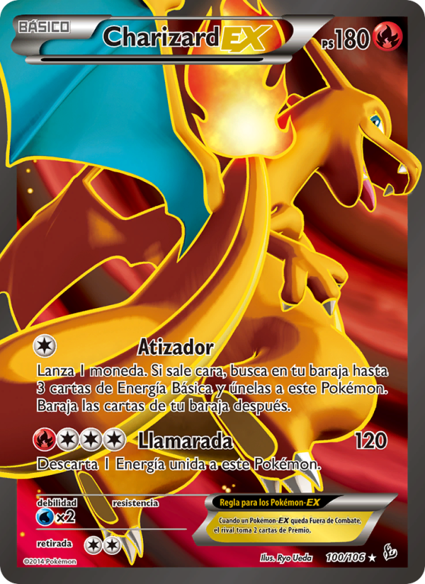 Charizard EX 100 — Destellos de Fuego (Spanish Pokémon TCG card)