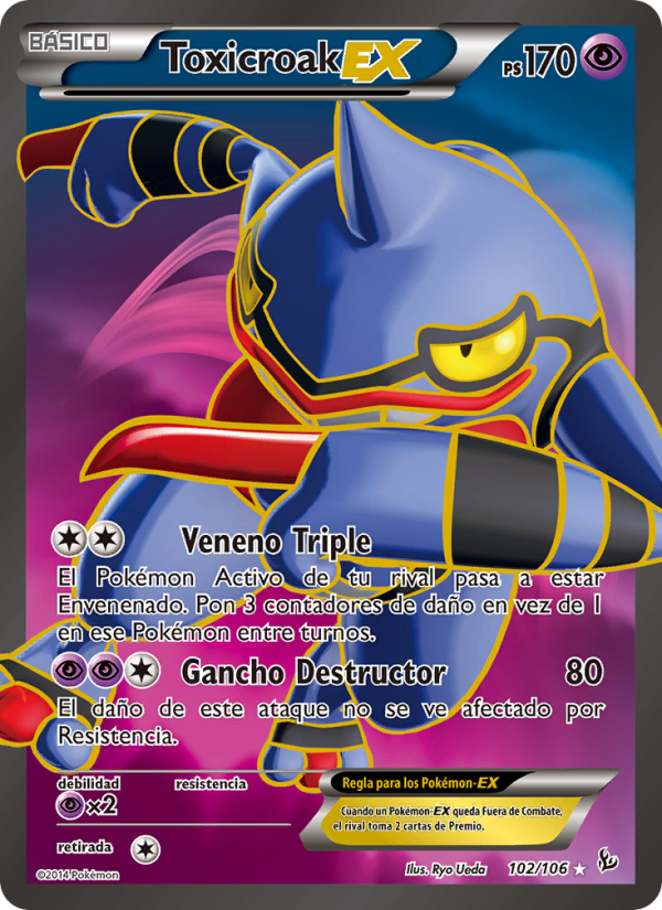 Toxicroak EX 102 — Destellos de Fuego (Spanish Pokémon TCG card)