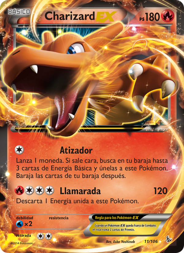 Charizard EX 11 — Destellos de Fuego (Spanish Pokémon TCG card)