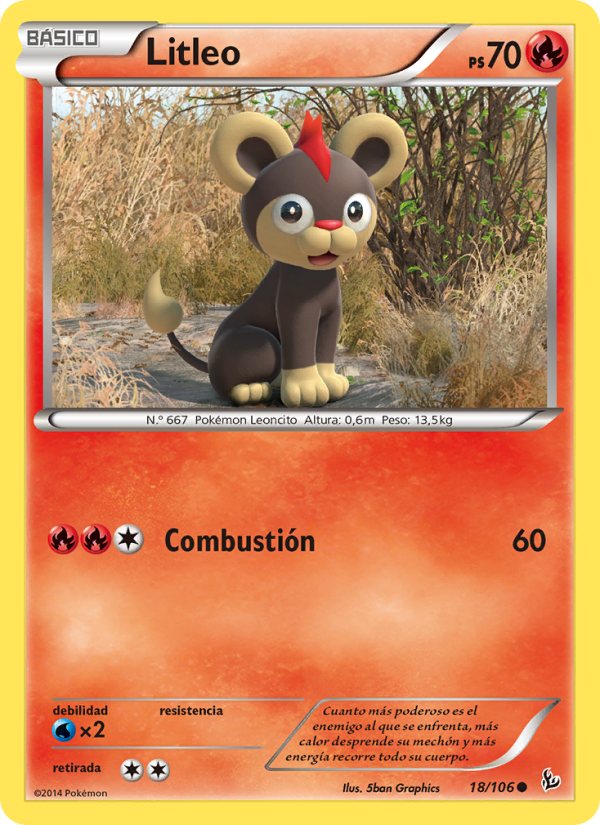 Litleo 18 — Destellos de Fuego (Spanish Pokémon TCG card)