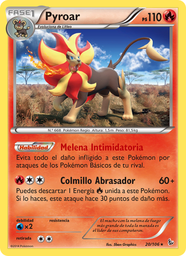 Pyroar 20 — Destellos de Fuego (Spanish Pokémon TCG card)