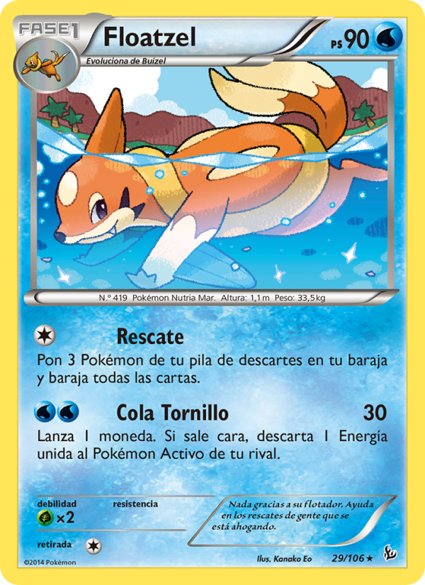 Floatzel 29 — Destellos de Fuego (Spanish Pokémon TCG card)