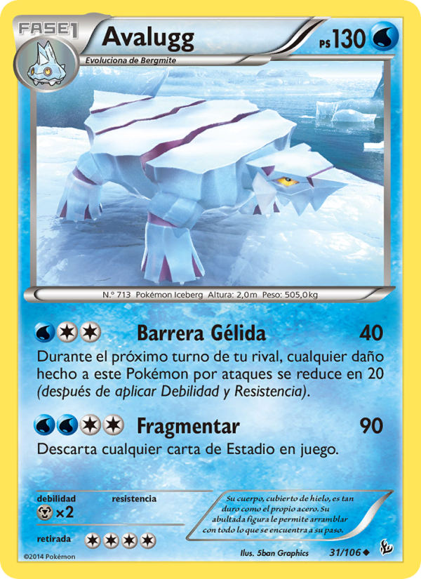 Avalugg 31 — Destellos de Fuego (Spanish Pokémon TCG card)