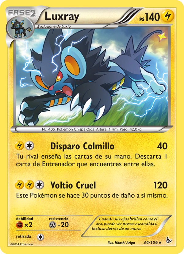 Luxray 34 — Destellos de Fuego (Spanish Pokémon TCG card)