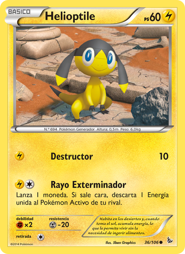 Helioptile 36 — Destellos de Fuego (Spanish Pokémon TCG card)