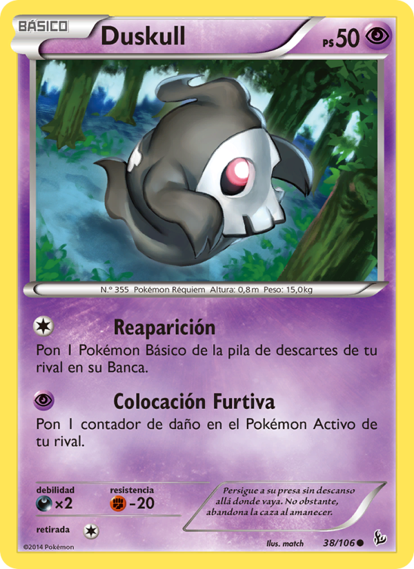 Duskull 38 — Destellos de Fuego (Spanish Pokémon TCG card)