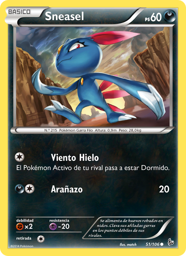 Sneasel 51 — Destellos de Fuego (Spanish Pokémon TCG card)