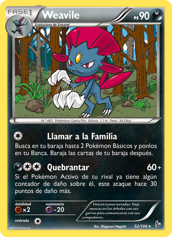 Weavile 52 — Destellos de Fuego (Spanish Pokémon TCG card)