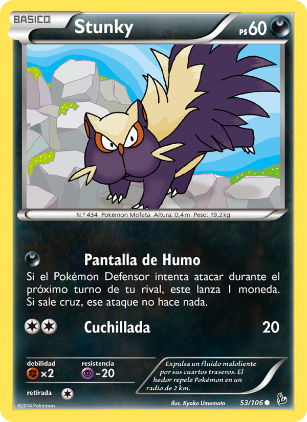 Stunky 53 — Destellos de Fuego (Spanish Pokémon TCG card)