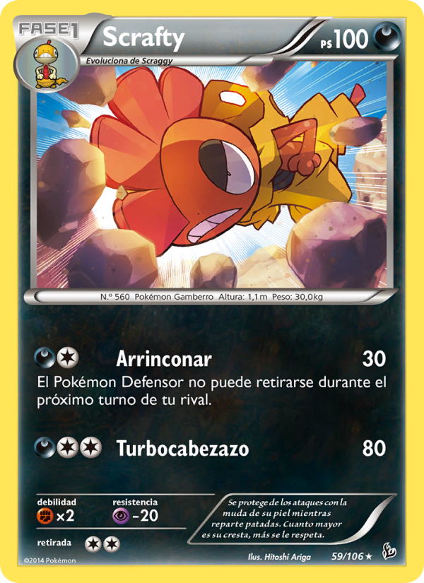 Scrafty 59 — Destellos de Fuego (Spanish Pokémon TCG card)