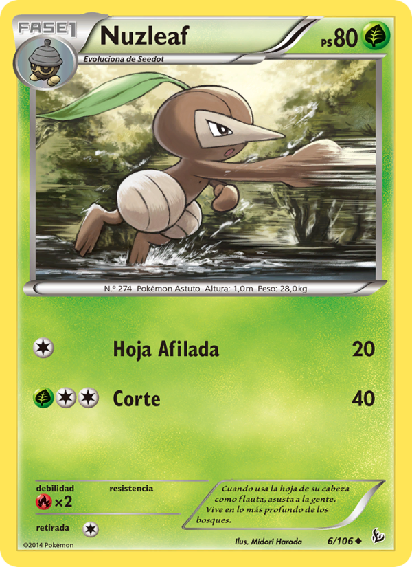 Nuzleaf 6 — Destellos de Fuego (Spanish Pokémon TCG card)