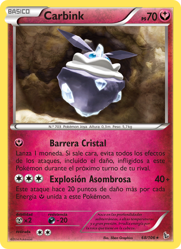 Carbink 68 — Destellos de Fuego (Spanish Pokémon TCG card)