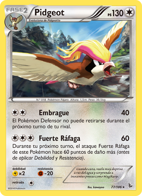 Pidgeot 77 — Destellos de Fuego (Spanish Pokémon TCG card)