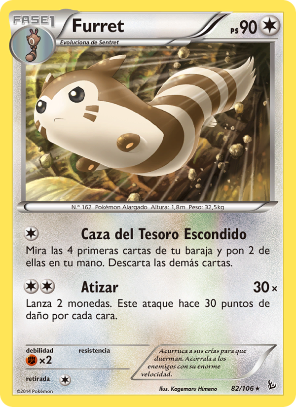 Furret 82 — Destellos de Fuego (Spanish Pokémon TCG card)