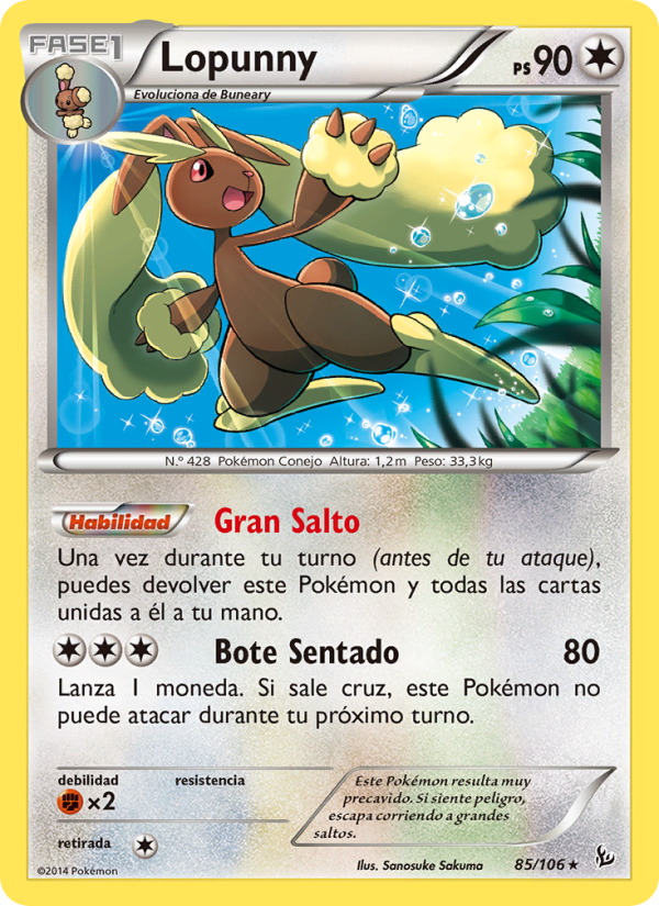 Lopunny 85 — Destellos de Fuego (Spanish Pokémon TCG card)