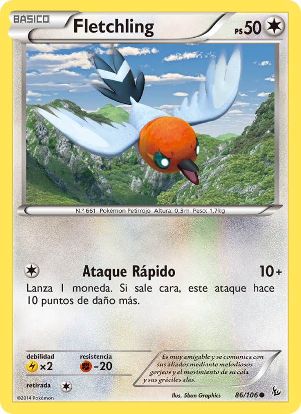 Fletchling 86 — Destellos de Fuego (Spanish Pokémon TCG card)