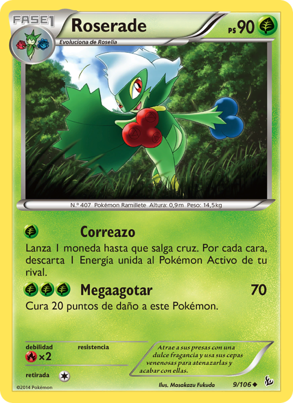 Roserade 9 — Destellos de Fuego (Spanish Pokémon TCG card)
