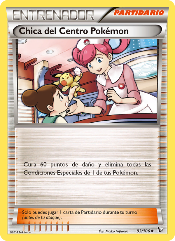 Chica del Centro Pokémon 93 — Destellos de Fuego (Spanish Pokémon TCG card)