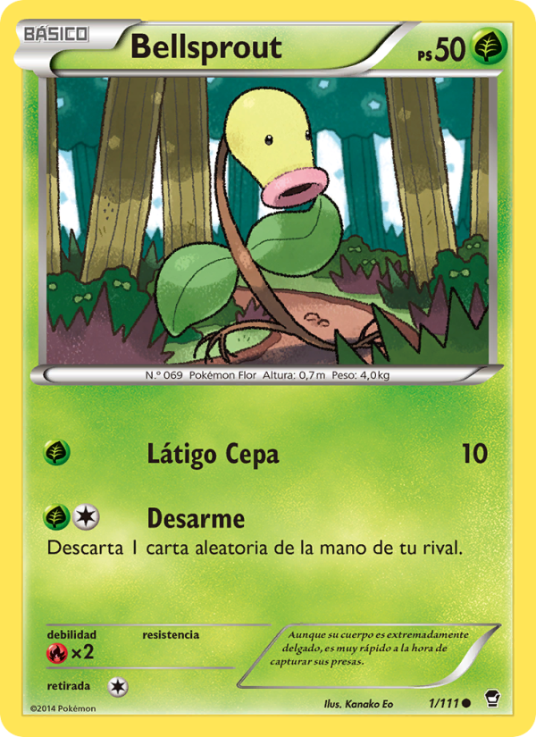 Bellsprout 1 — Puños Furiosos (Spanish Pokémon TCG card)