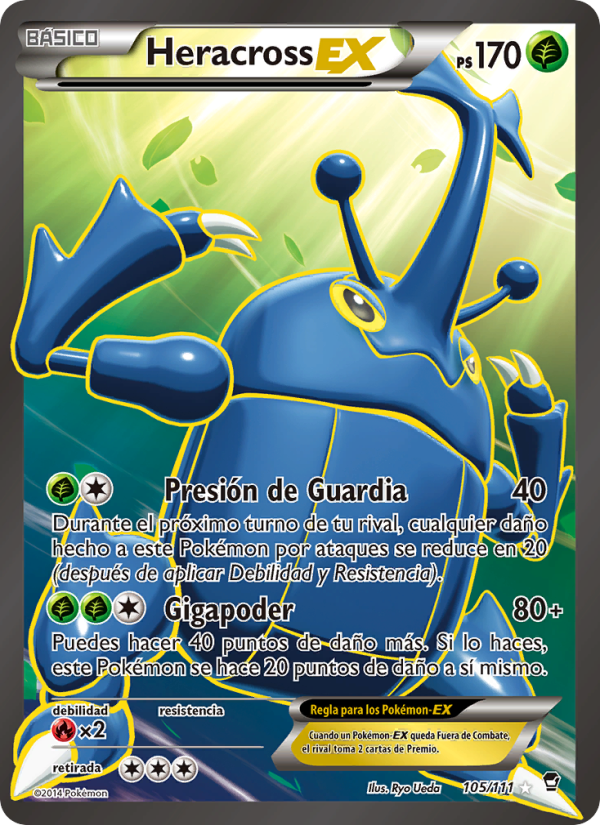 Heracross EX 105 — Puños Furiosos (Spanish Pokémon TCG card)