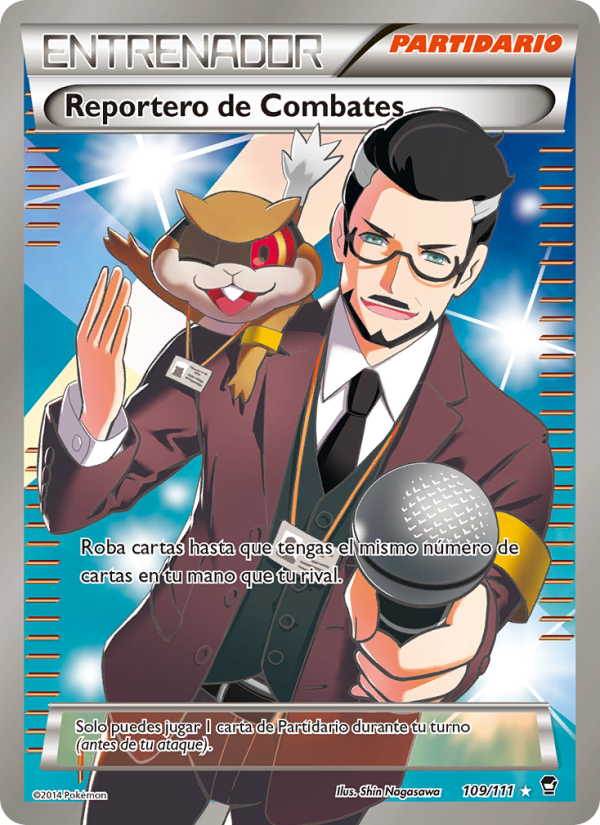Reportero de Combates 109 — Puños Furiosos (Spanish Pokémon TCG card)