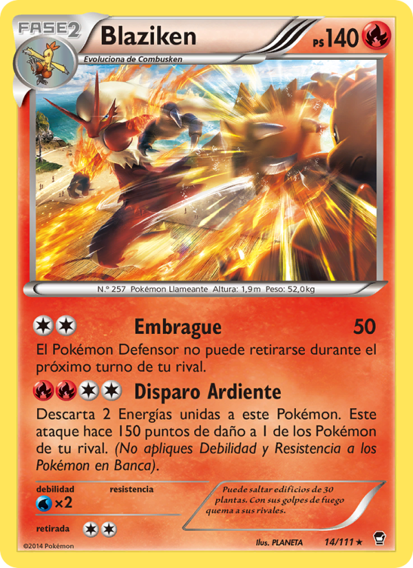 Blaziken 14 — Puños Furiosos (Spanish Pokémon TCG card)
