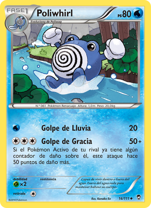 Poliwhirl 16 — Puños Furiosos (Spanish Pokémon TCG card)