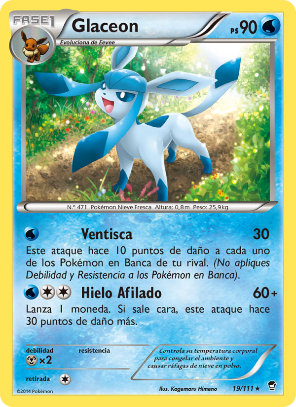 Glaceon 19 — Puños Furiosos (Spanish Pokémon TCG card)