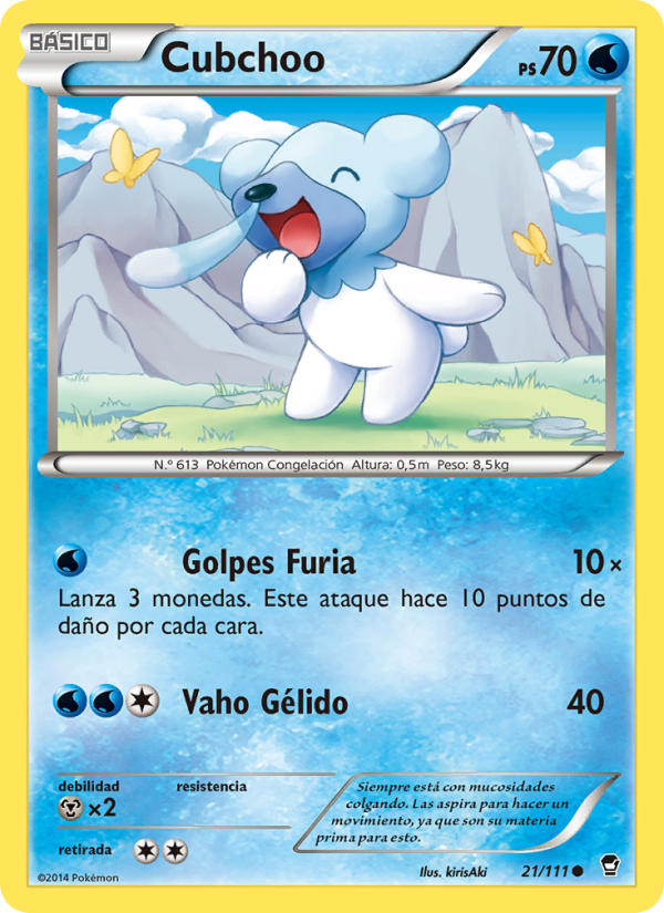 Cubchoo 21 — Puños Furiosos (Spanish Pokémon TCG card)