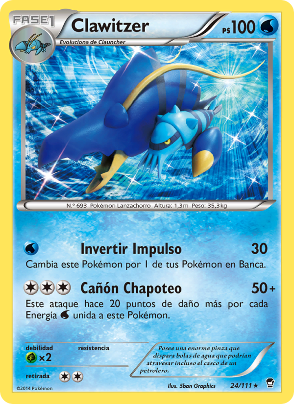 Clawitzer 24 — Puños Furiosos (Spanish Pokémon TCG card)