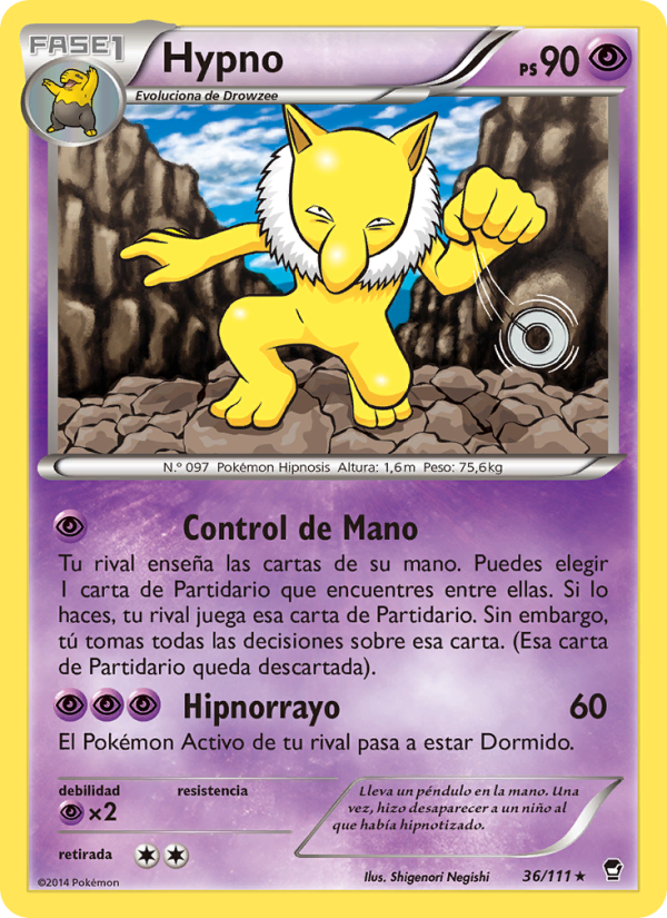 Hypno 36 — Puños Furiosos (Spanish Pokémon TCG card)