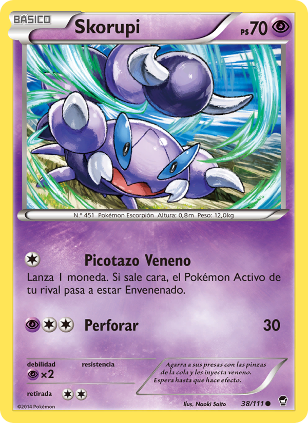 Skorupi 38 — Puños Furiosos (Spanish Pokémon TCG card)