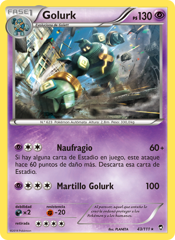Golurk 43 — Puños Furiosos (Spanish Pokémon TCG card)