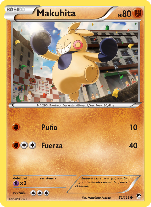 Makuhita 51 — Puños Furiosos (Spanish Pokémon TCG card)