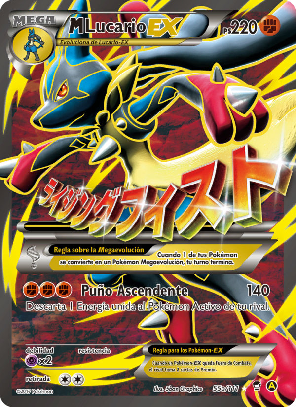 M-Lucario EX 55a — Puños Furiosos (Spanish Pokémon TCG card)