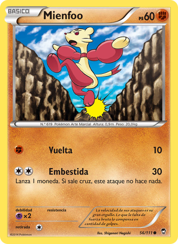 Mienfoo 56 — Puños Furiosos (Spanish Pokémon TCG card)