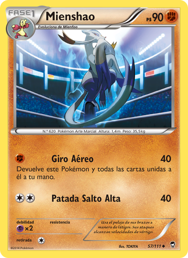 Mienshao 57 — Puños Furiosos (Spanish Pokémon TCG card)