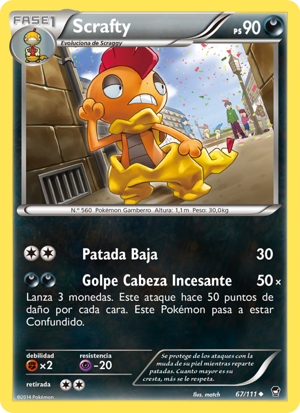 Scrafty 67 — Puños Furiosos (Spanish Pokémon TCG card)