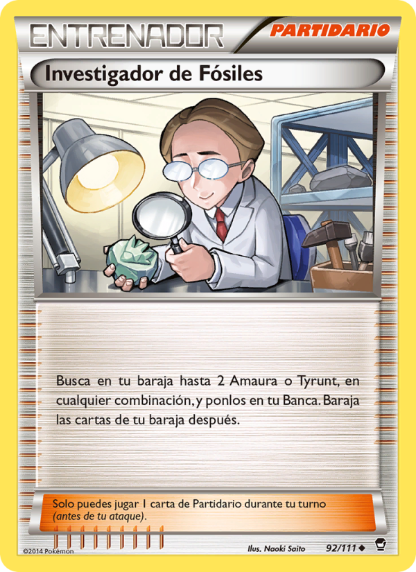 Investigador de Fósiles 92 — Puños Furiosos (Spanish Pokémon TCG card)