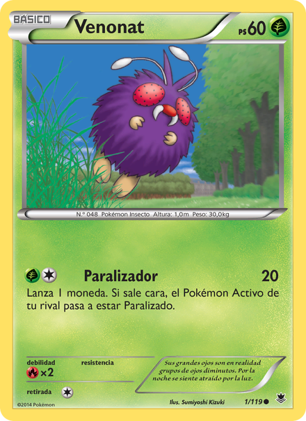 Venonat 1 — Fuerzas Fantasmales (Spanish Pokémon TCG card)