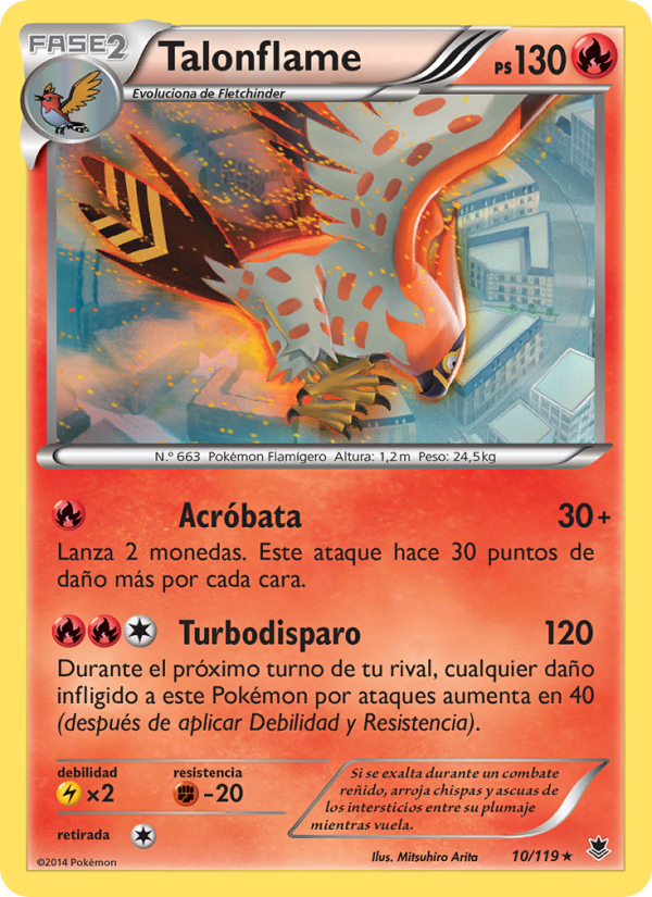 Talonflame 10 — Fuerzas Fantasmales (Spanish Pokémon TCG card)
